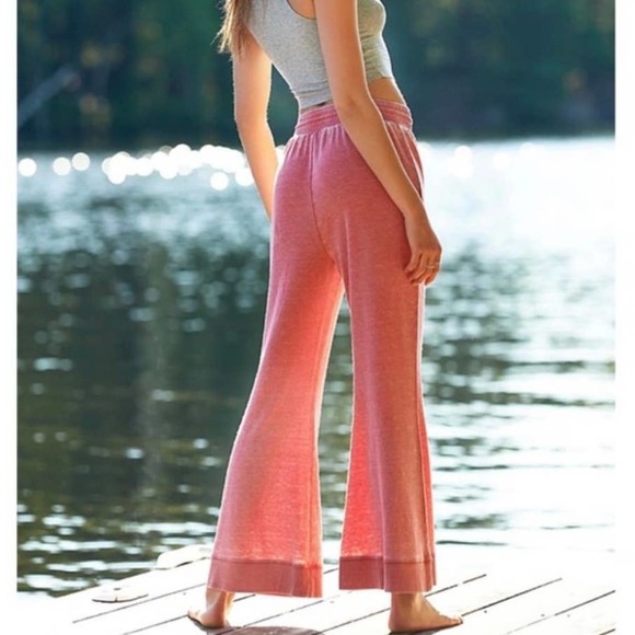 Free People Cozy Cool Lounge Pant S Red - Picture 2 of 5
